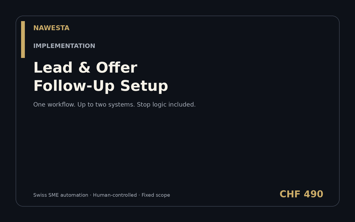 Nawesta Lead & Offer Follow-Up Automation Starter Setup — CHF 490